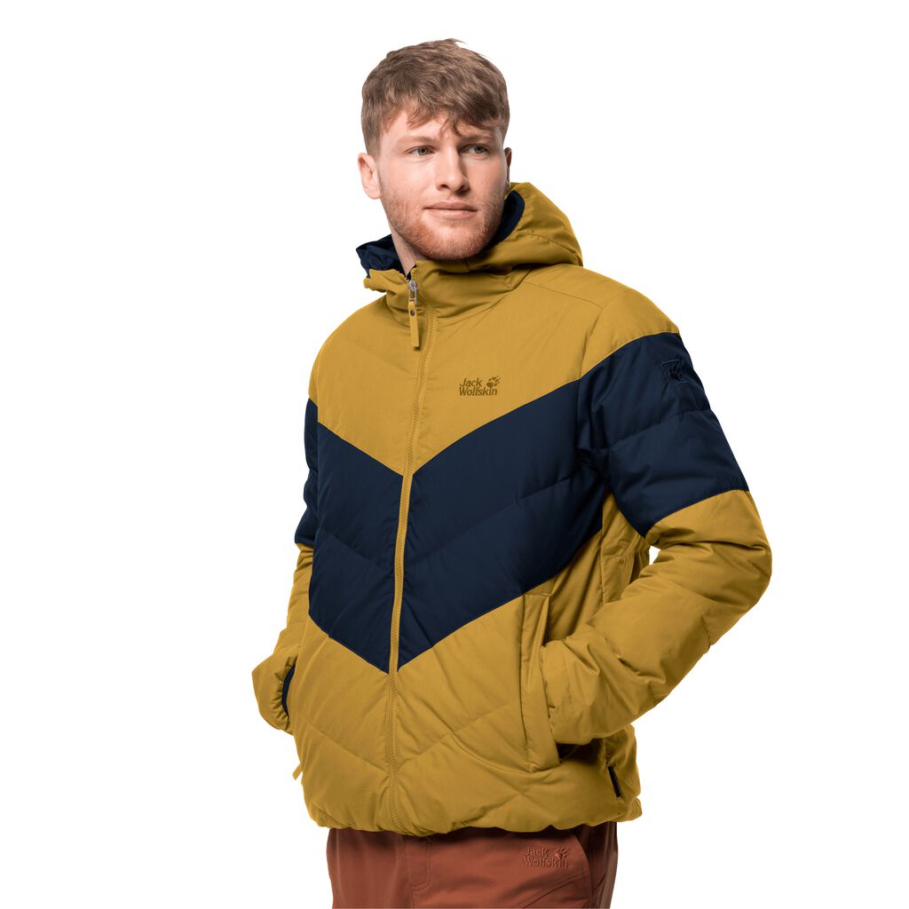 Jack Wolfskin BARROW BAY πουπουλενια μπουφαν ανδρικα χρυσο χρωμα | GR0852590